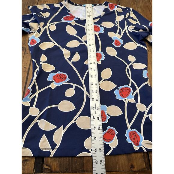 J Mclaughlin Catalina Cloth Top Shirt Size XS Smooth Floral Navy Coastal - Picture 9 of 9